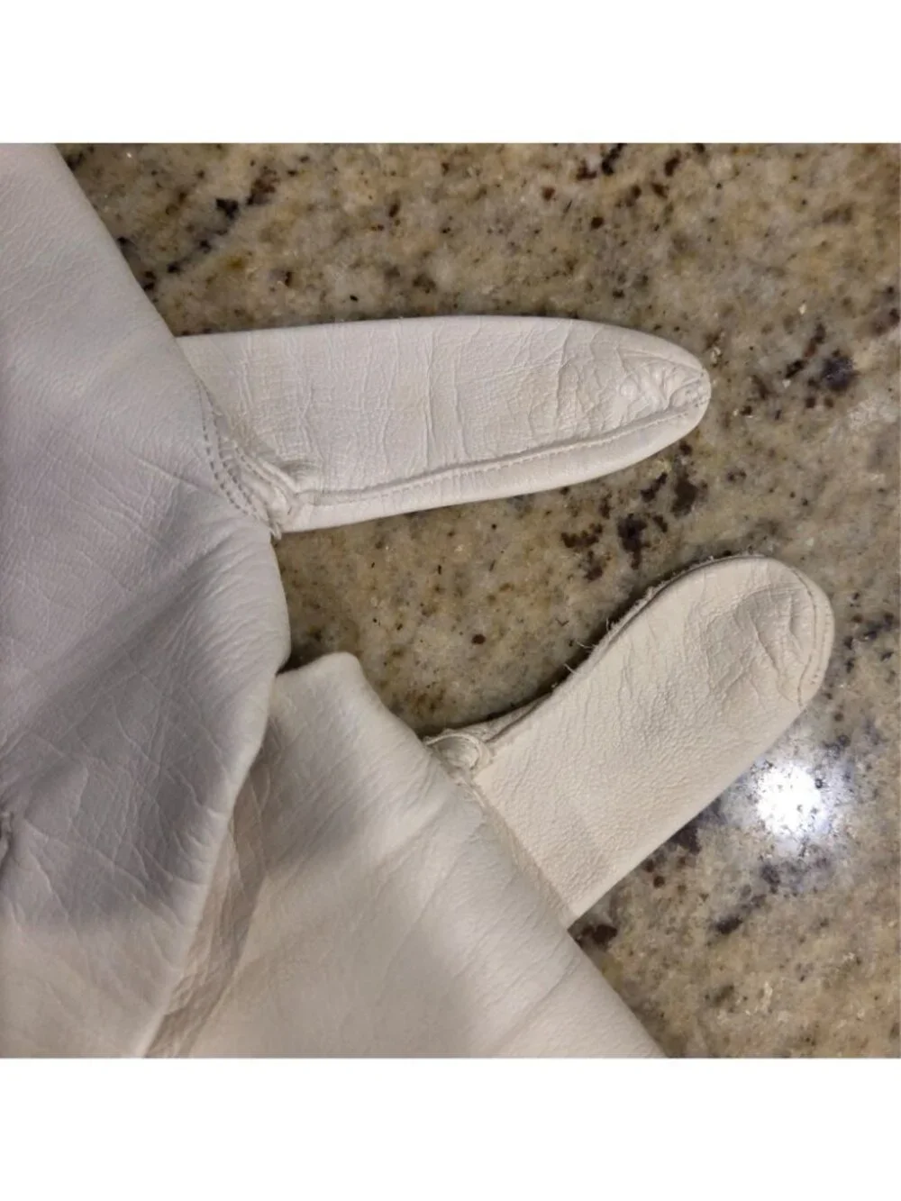 Vintage Womens Size S Off-White Leather Formal Gloves 10.5